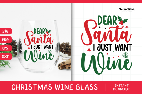 Christmas Wine Glass Quote SVG 16: Graphics for Crafts & Holiday Branding