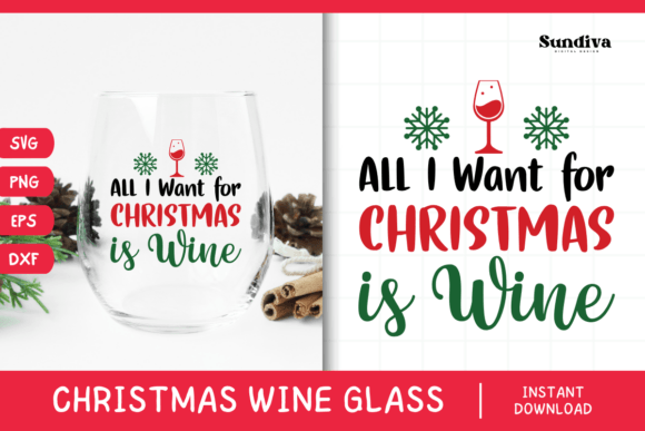 Christmas Wine Glass Quote SVG 20: Graphics for Crafts & Holiday Branding