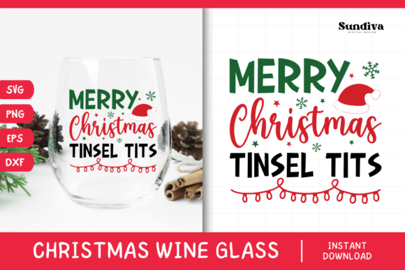 Christmas Wine Glass Quote SVG 8: Graphics for Crafts